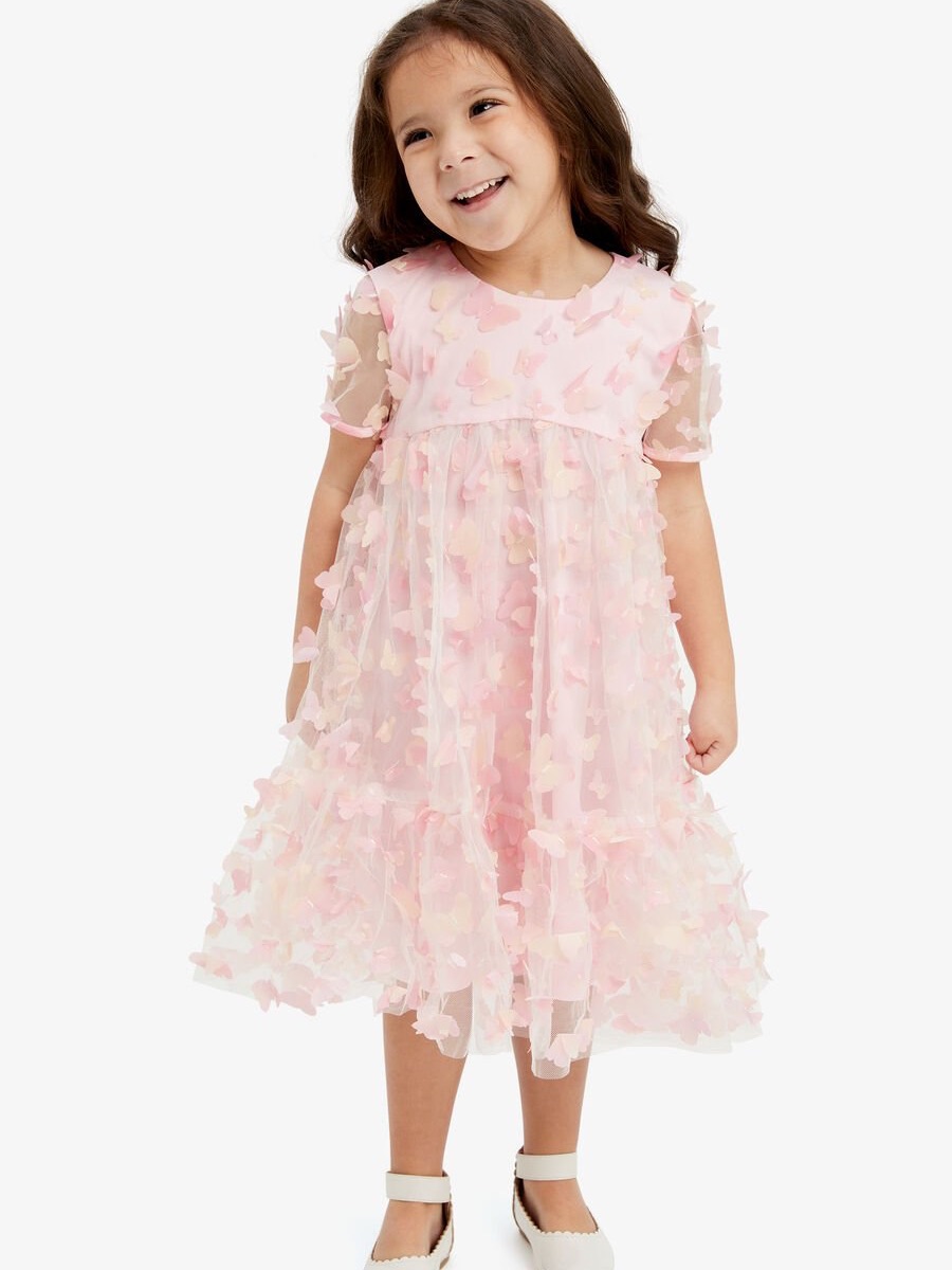 Bardot Light Pink 3d Butterfly Tulle Dress